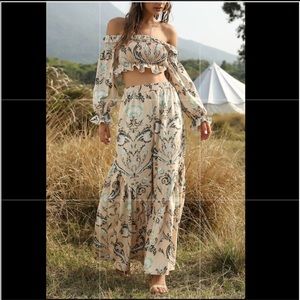 Boho foral high waisted dress